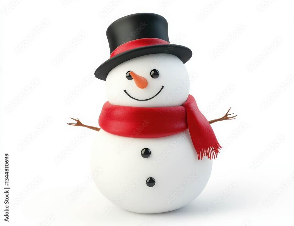 Charming 3D Snowman, Festive Winter Character Charming 3D Snowman, Festive Winter Character