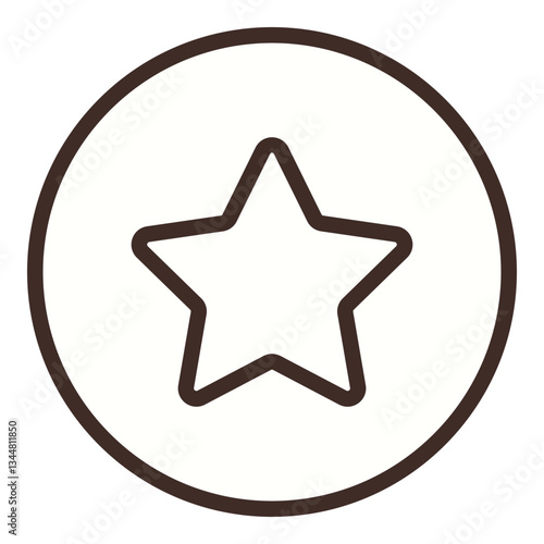 Five-pointed star within a circle, symbolizing rating, success, and standout performance. Ideal for branding, awards, reviews, ranking achievement recognition and quality. Flat color icon