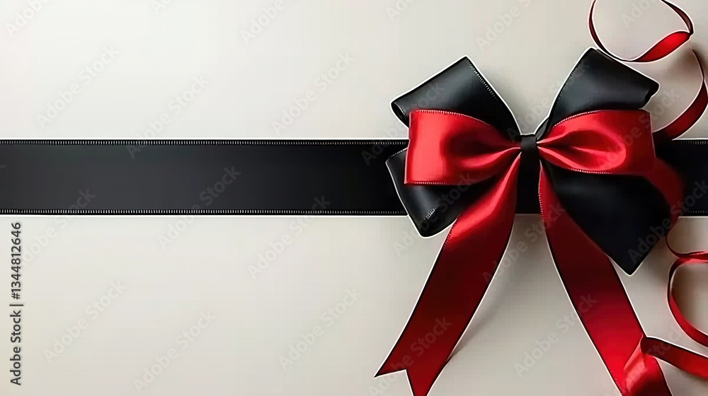 Elegant black and red ribbon bow