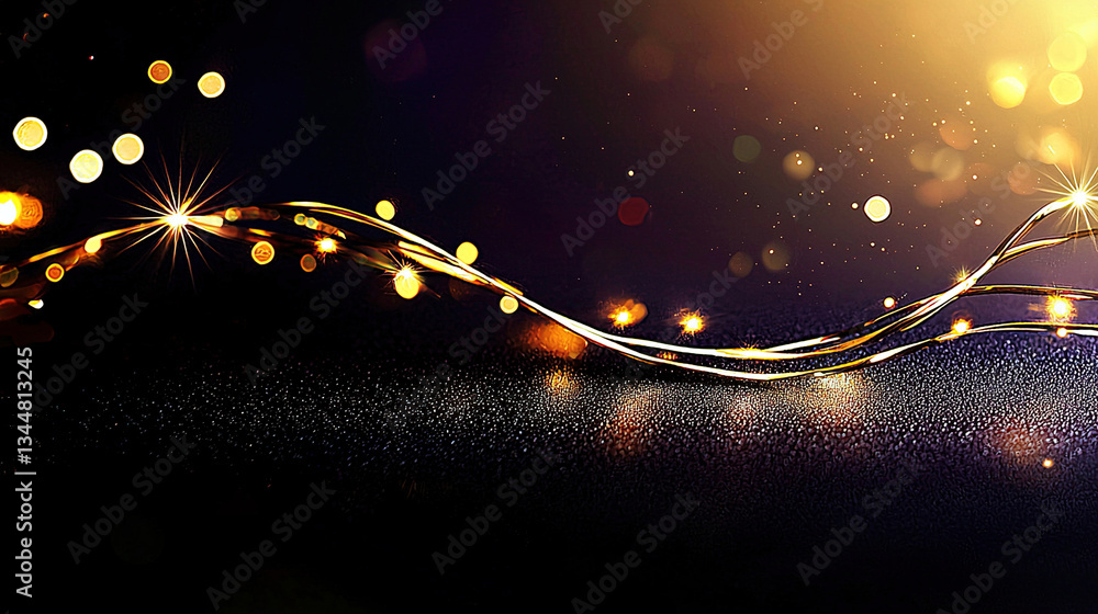 Elegant golden waves on dark background