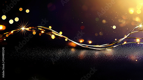 Obraz na płótnie Elegant golden waves on dark background w salonie