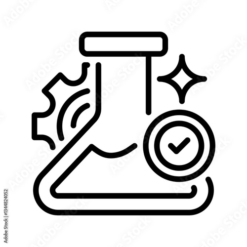 Testing Lab Line Icon, Outline Symbol for Laboratory Analysis, Scientific Research, Product Testing, Quality Assurance, and Technical Evaluation. Vector Sign Icon.