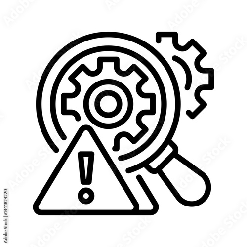 Defect Detection Line Icon, Outline Symbol for Product Inspection, Quality Analysis, Error Identification, Manufacturing Defects, and Process Optimization. Vector Sign Icon.