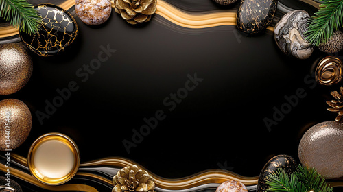 Festive black background with golden accents