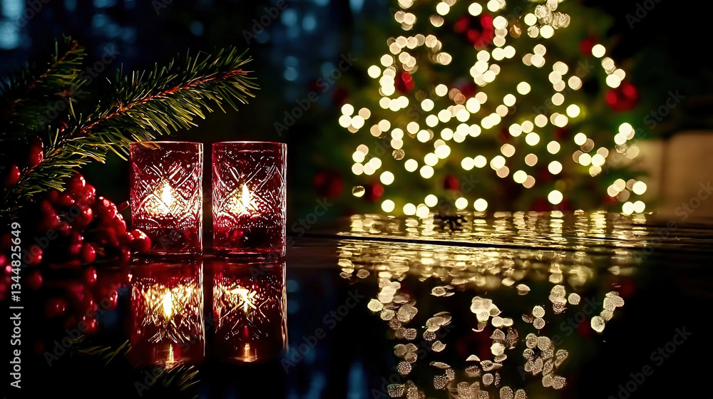 Festive candles, Christmas tree