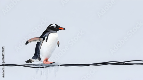 Pixelated Penguin Walking On Ice