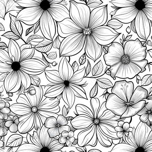 Wallpaper Mural Hand-drawn Vector Floral Elements - Elegant Botanical and Flower Line Art Design Torontodigital.ca