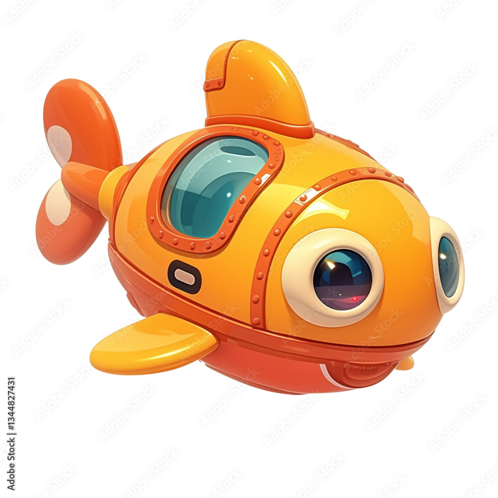 Playful orange fish toy bright environment kids entertainment fun concept Playful orange fish toy bright environment kids entertainment fun concept