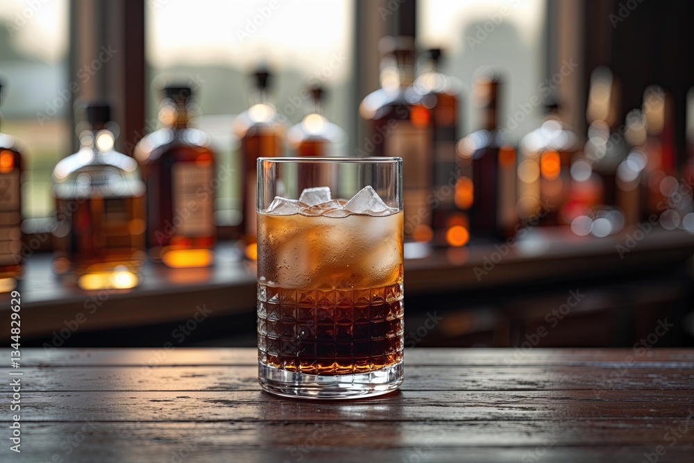 Soft Focus on a Dark Brown Rum in a Highball Glass for Refreshing Indulgence Soft Focus on a Dark Brown Rum in a Highball Glass for Refreshing Indulgence