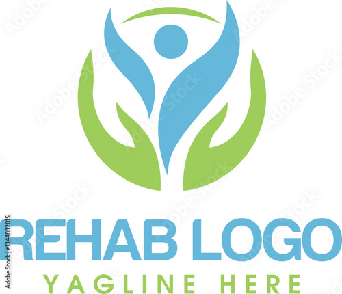 rehab logo design for physiotherapy centers and wellness clinics with vector healthcare clipart