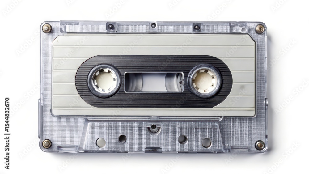 Fototapeta premium Vintage Audio Cassette Tape on White Background
