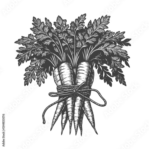 A rustic bunch of carrots tied with twine, showcasing the simplicity and vibrancy of organic and farm-fresh vegetables