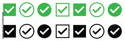check mark icon button set. check box icon with right symbol. tick symbol. checkmark vector set. Checked check box sign.