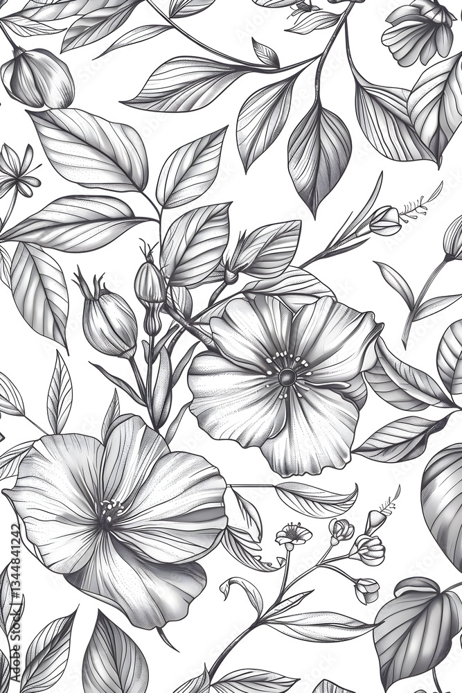 custom made wallpaper toronto digitalHand-drawn Vector Floral Elements - Elegant Botanical and Flower Line Art Design