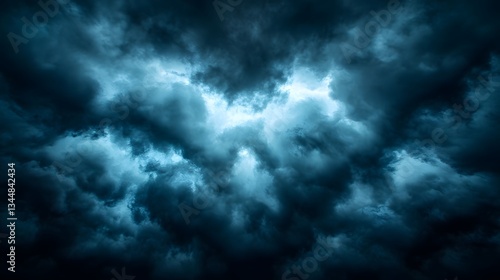 Dramatic Storm Clouds Dark, Moody Skies with Light Bursting Through, Weather & Atmospheric Phenomenon.
