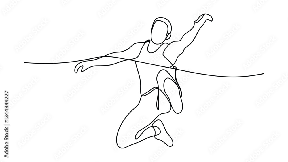 Fototapeta premium Singleline Drawing of a Long Jump Athlete in Action