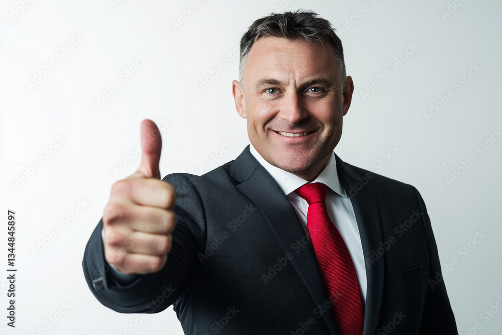 Confident Businessman Giving Thumbs Up – Success and Approval Gesture Confident Businessman Giving Thumbs Up – Success and Approval Gesture