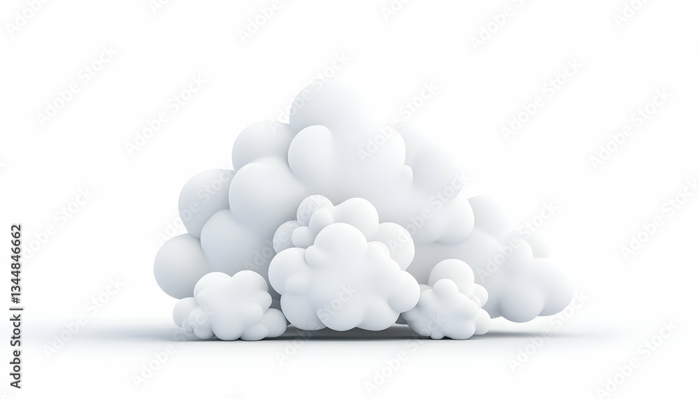 Abstract 3D rendering of fluffy white clouds isolated on white background Abstract 3D rendering of fluffy white clouds isolated on white background