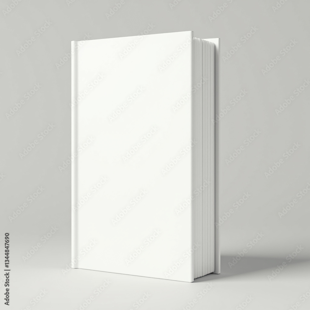 Blank white book standing upright with minimalist aesthetic. Blank white book standing upright with minimalist aesthetic.