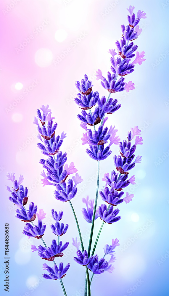 Naklejka premium Delicate purple lavender blossoms against a soft, pastel background
