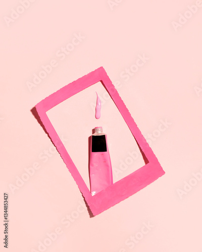 Pink tube, spring color palette, creative layout