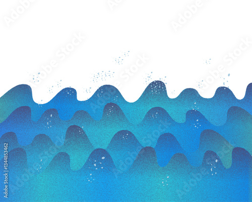 青い波　ノイズグラデーションの海のイラスト素材