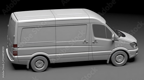 White van, isolated, delivery, dark background, studio