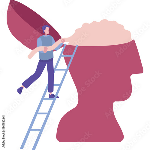 Brain mental health icon vector man head