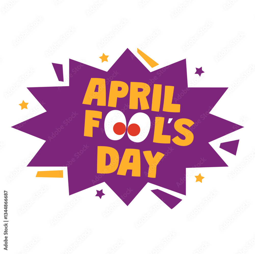 Fototapeta premium April fools day greeting. Cute april mop poster template design illustration