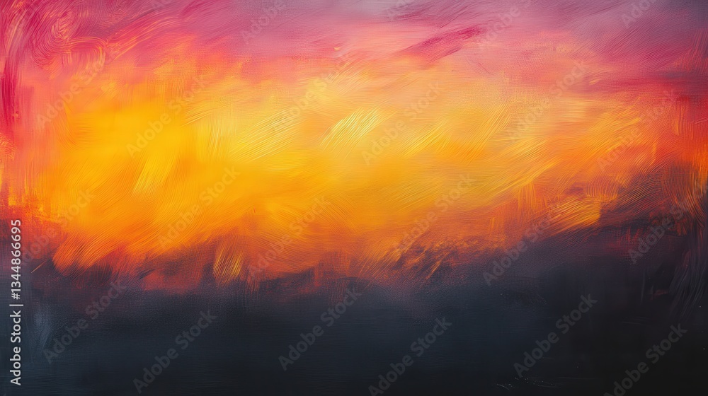 Fototapeta premium Vibrant Abstract Sunset with Warm Hues and Soft Brush Strokes in Artistic Composition