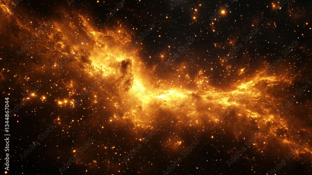 Fototapeta premium A fiery glowing nebula of stars against a dark backdrop