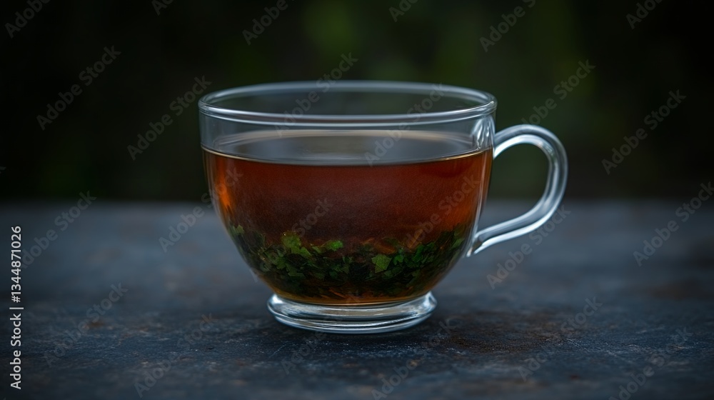 a transparent soup served in a glass cup with garnish a transparent soup served in a glass cup with garnish