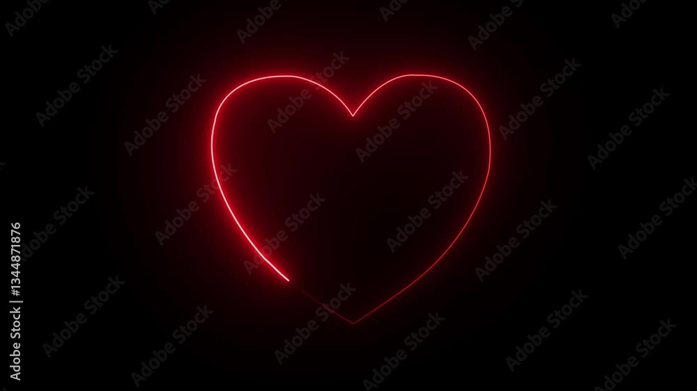 Light neon moving around the heart symbol black background. red heart neon sign. love animation . Light neon moving around the heart symbol black background. red heart neon sign. love animation .