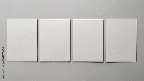 Four blank white watercolor paper cards,blank,empty