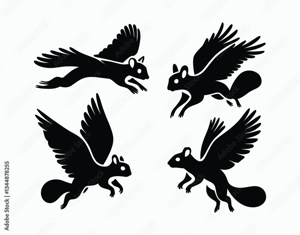 Fototapeta premium Flying Squirrel Vector Template Illustration on a White Background