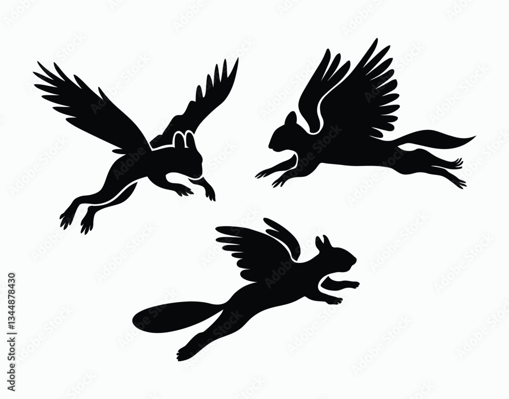 Fototapeta premium Isolated Flying Squirrel Silhouette EPS Vector Template