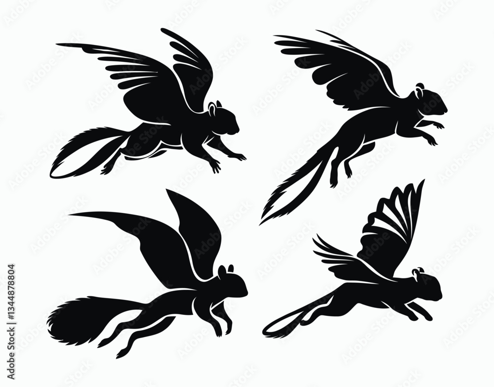 Fototapeta premium Minimal Flying Squirrel Isolated EPS Vector Template Collection