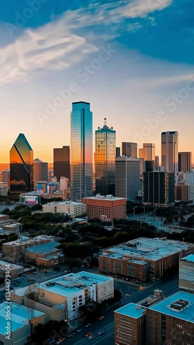 Sunset over Dallas skyline highlighting modern architecture and vibrant city life