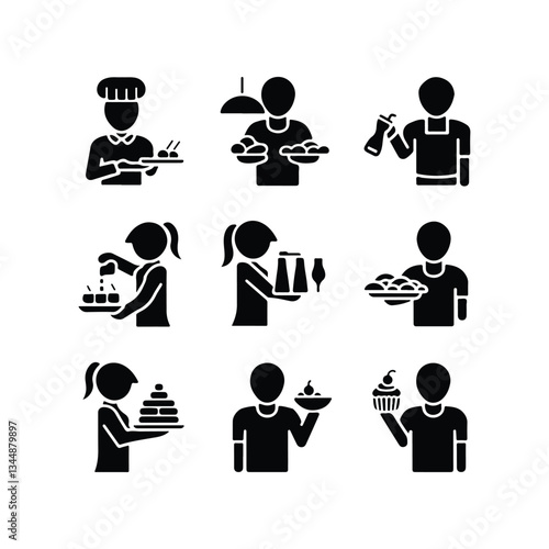 Chef Icon Set. Editable Stroke. Avatar Icons Chef icon set Chef icon set Chef Hat Line Icon Design, Editable Stroke, Pixel Perfect, Stock Illustration. chef hat
 