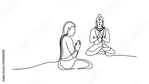 Rama's Devotion Continuous Line Drawing
