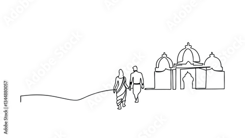 Rama's Exile Begins Continuous Line Drawing