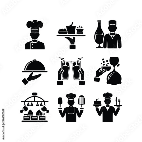 Chef Icon Set. Editable Stroke. Avatar Icons Chef icon set Chef icon set Chef Hat Line Icon Design, Editable Stroke, Pixel Perfect, Stock Illustration. chef hat
 