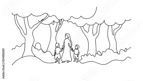 Sita's Forest Exile Continuous Line Drawing