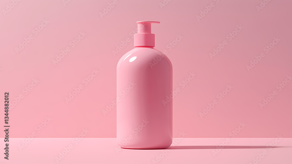 Pink Shampoo Bottle with Simple Design Pink Shampoo Bottle with Simple Design