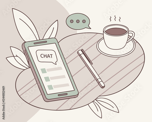 cup of coffee and mobile phone