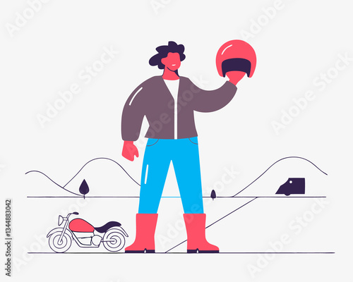 vector illustration of a man with a dog