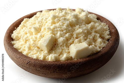 Wallpaper Mural Freshly Grated Cheese in Wooden Bowl on White Background Torontodigital.ca