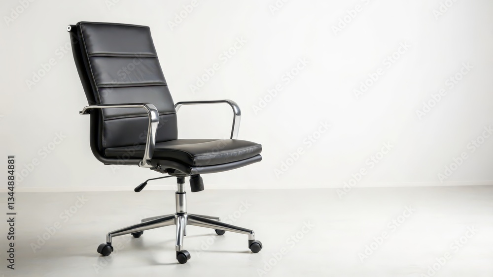 Obraz premium Black Leather Office Chair on White Background