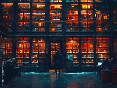 Wallpaper Mural Grand library interior with patrons Torontodigital.ca
