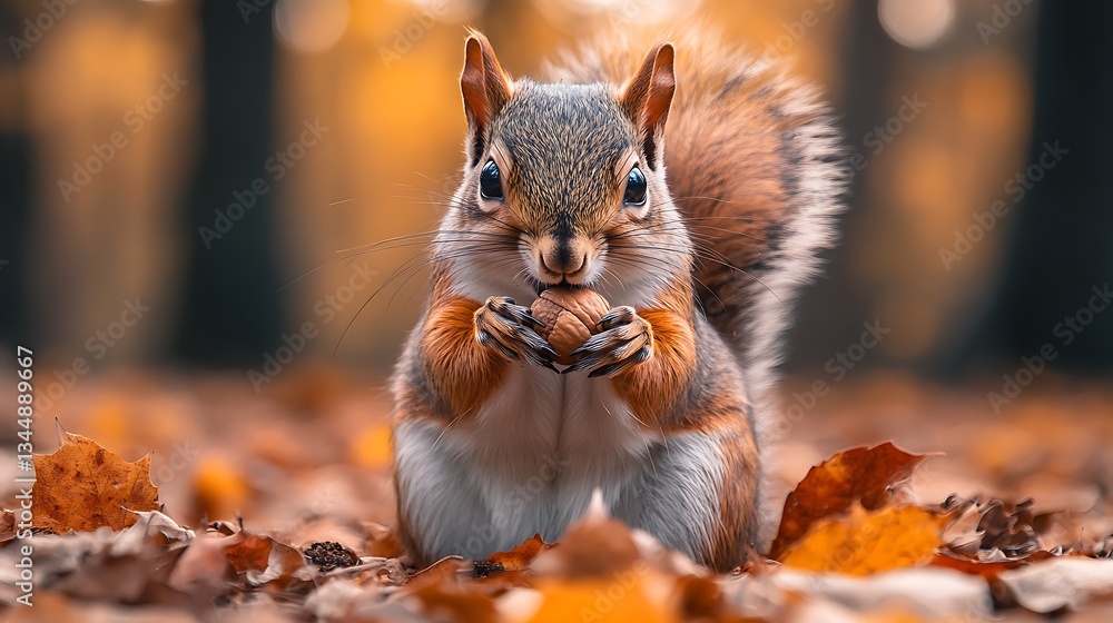 Fluffy squirrel holding an acorn in nature high resolution picture Fluffy squirrel holding an acorn in nature high resolution picture